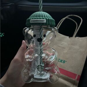 Starbucks Green and Clear Bear Tumbler with Straw
Will take offers!